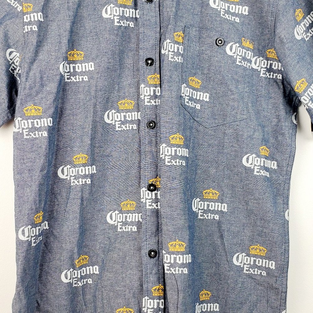 Corona Extra Button Up Denim SS Shirt Sz Med NWOT - Picture 2 of 10